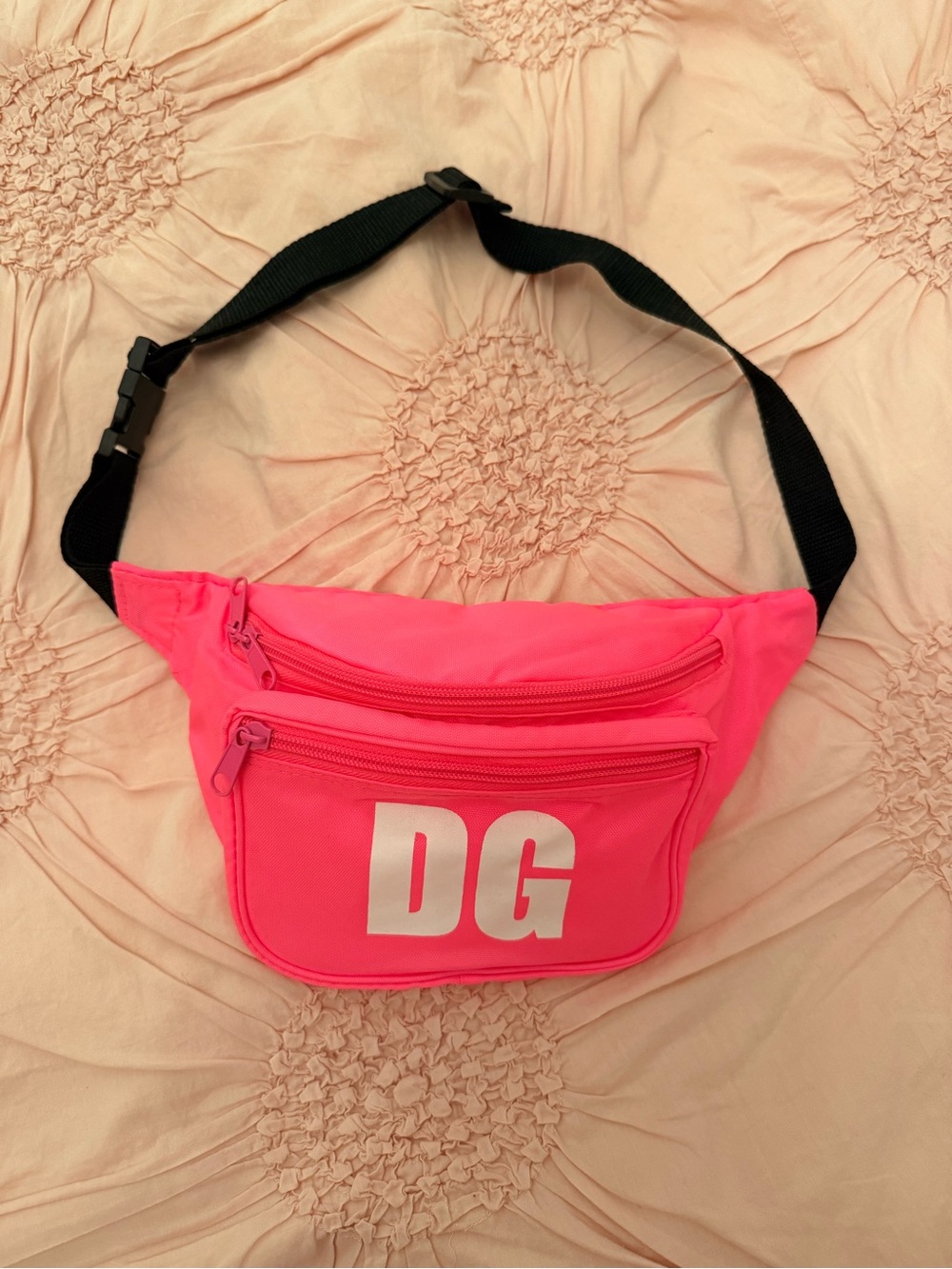 “DG” Delta Gamma Neon Pink Waist Bag / Fanny Pack / Belt Bag w/ Adjustable Strap